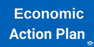 The Scottish Government logo with large "Economic Action Plan" text